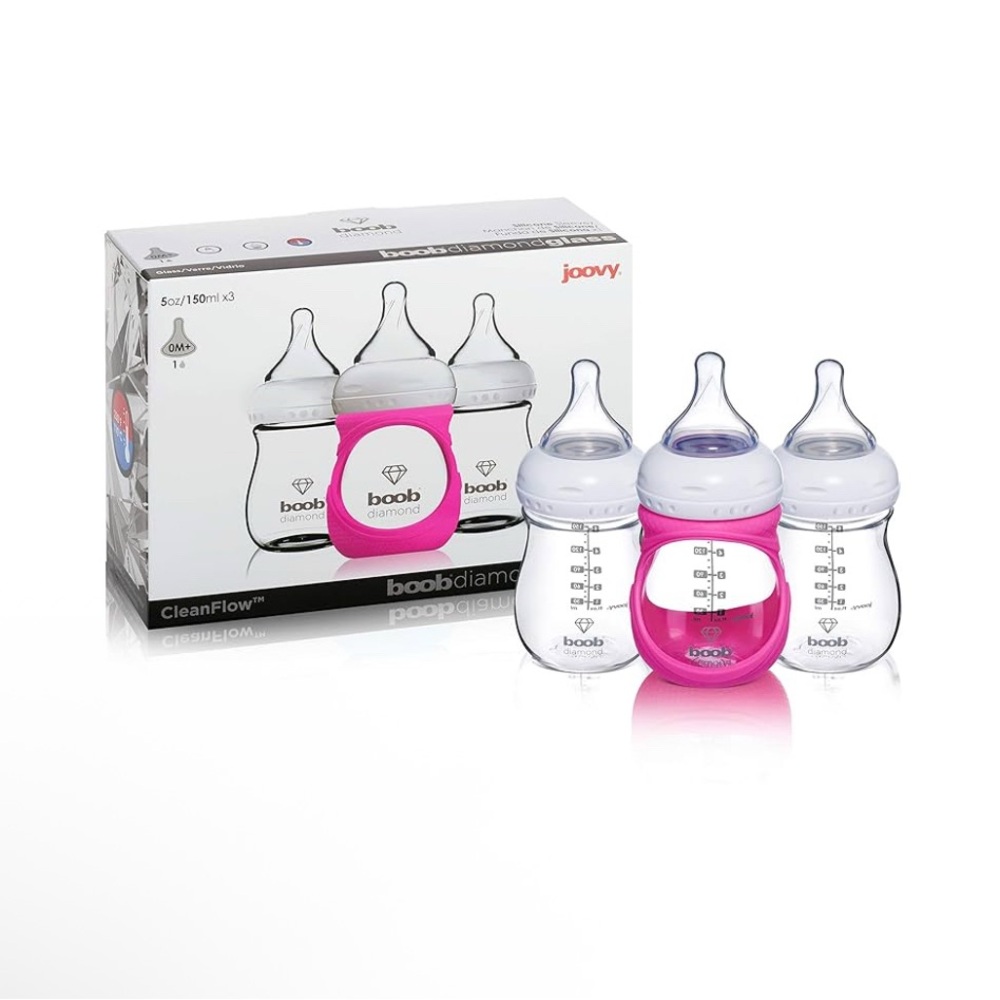 JOOVY Boob Diamond 8 Ounce 3 Piece Glass Bottles